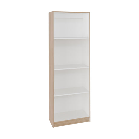 Estantería Rectangular Home Fresno Europeo y Blanco 62.8x180.6cm con Cuatro Compartimientos y con Tres Entrepaños - BIBLIOTECAS Y ESTANTERIAS | Bylmo