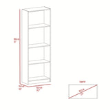 Estantería Rectangular Home Fresno Europeo y Blanco 62.8x180.6cm con Cuatro Compartimientos y con Tres Entrepaños - BIBLIOTECAS Y ESTANTERIAS | Bylmo