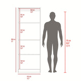 Estantería Rectangular Home Fresno Europeo y Blanco 62.8x180.6cm con Cuatro Compartimientos y con Tres Entrepaños - BIBLIOTECAS Y ESTANTERIAS | Bylmo