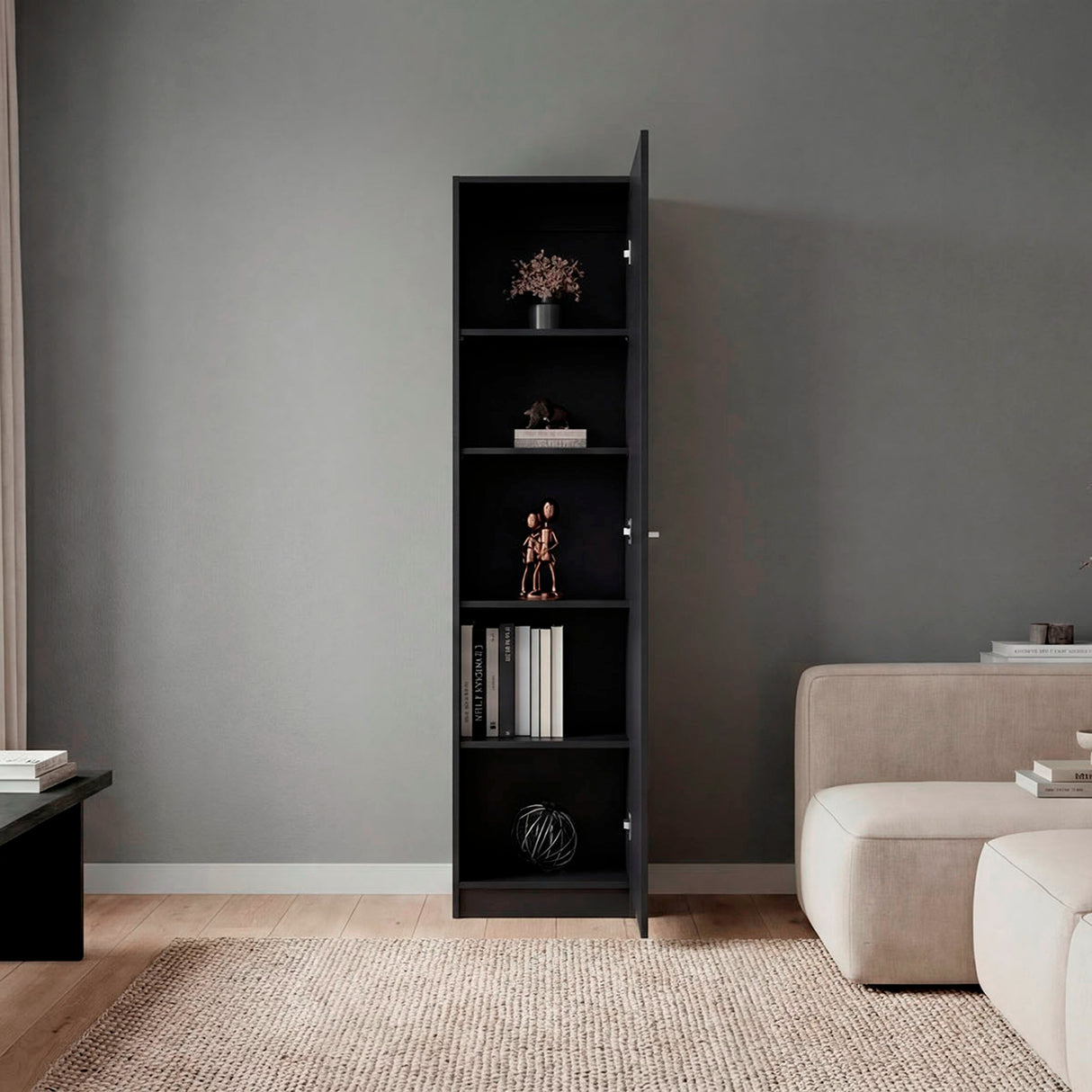 Estantería Rectangular Home Wengue 45x180.6cm con Cuatro Entrepaños - BIBLIOTECAS Y ESTANTERIAS | Bylmo