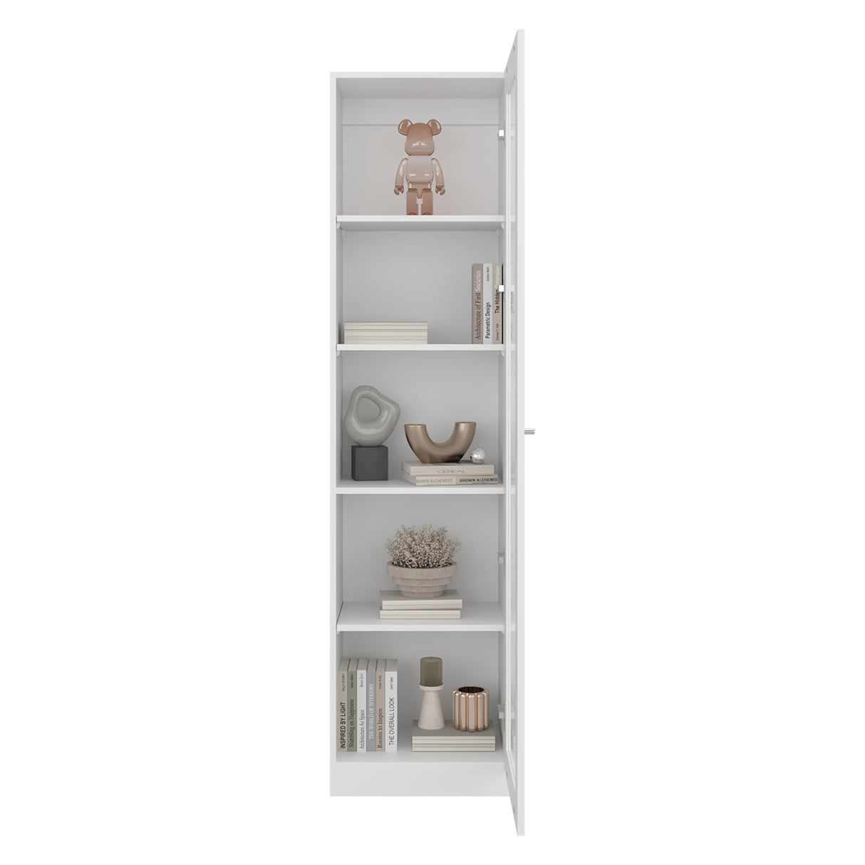 Vitrina Rectangular Home Blanco Marquez 45x180.6cm con Cuatro Entrepaños - BIBLIOTECAS Y ESTANTERIAS | Bylmo