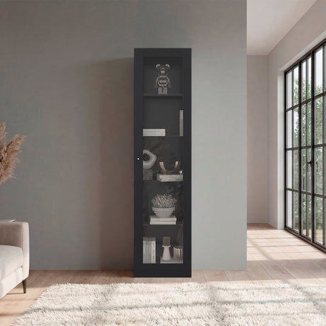 Vitrina Rectangular Home Wengue 45x180.6cm con Cuatro Entrepaños - BIBLIOTECAS Y ESTANTERIAS | Bylmo