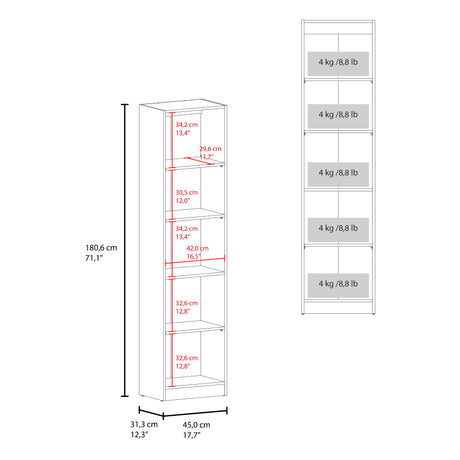 Vitrina Rectangular Home Wengue 45x180.6cm con Cuatro Entrepaños - BIBLIOTECAS Y ESTANTERIAS | Bylmo