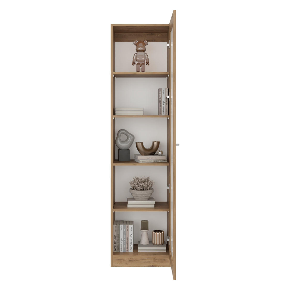 Vitrina Rectangular Home Macadamia 45x180.6cm con Cuatro Entrepaños - BIBLIOTECAS Y ESTANTERIAS | Bylmo