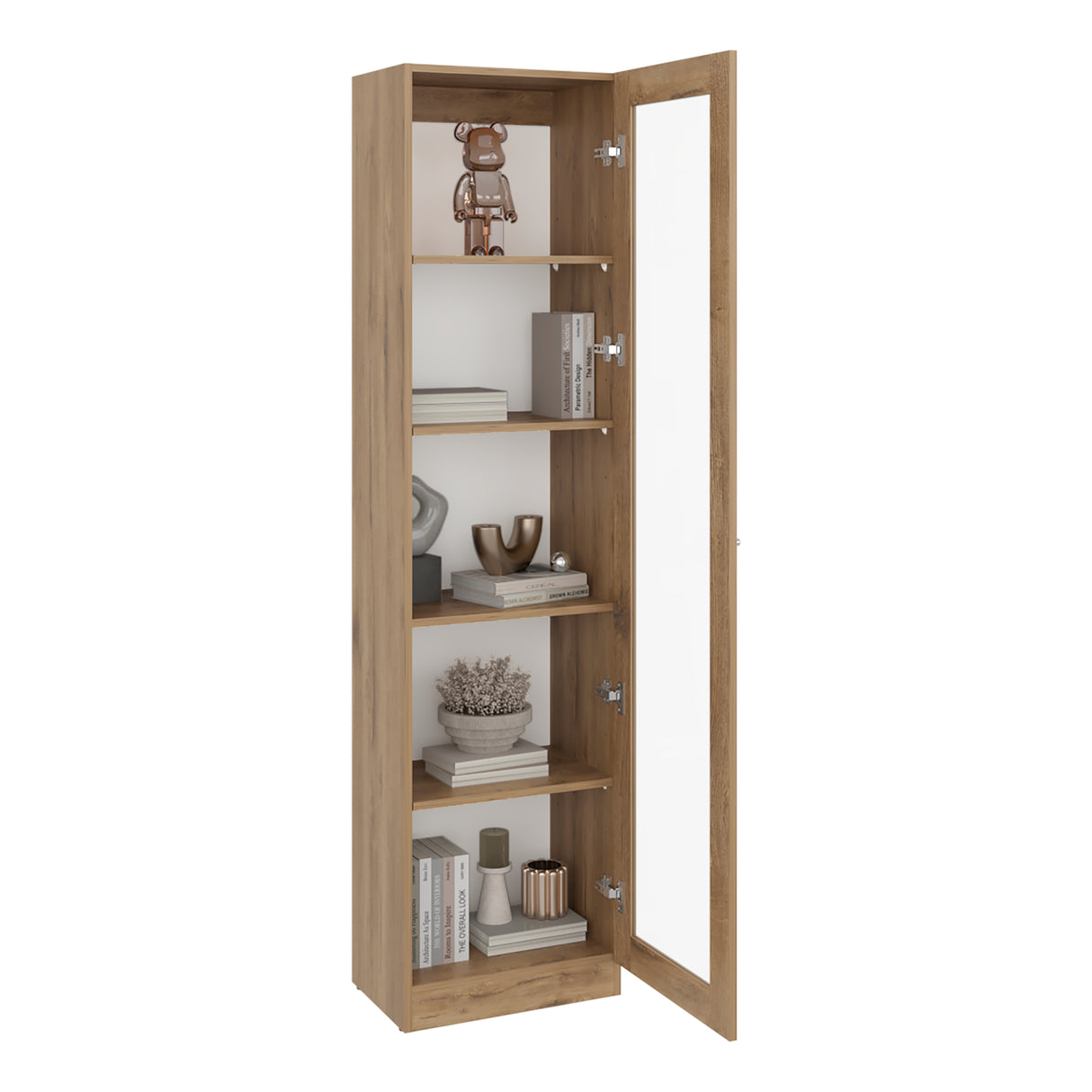 Vitrina Rectangular Home Macadamia 45x180.6cm con Cuatro Entrepaños - BIBLIOTECAS Y ESTANTERIAS | Bylmo