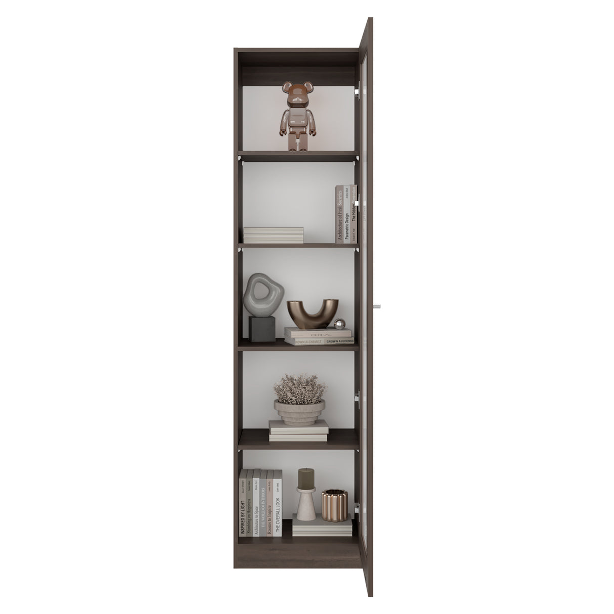 Vitrina Rectangular Home Milan y Blanco 45x180.6cm con Cuatro Entrepaños - BIBLIOTECAS Y ESTANTERIAS | Bylmo