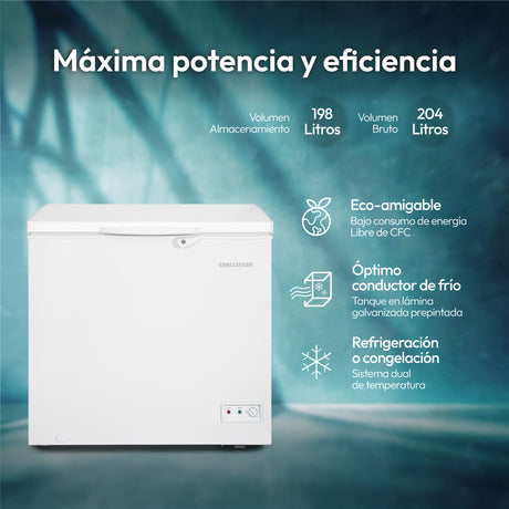 Congelador Challenger Blanco 88x84.5cm de 198 Litros Frost con Un Compartimiento - CONGELADORES | Bylmo