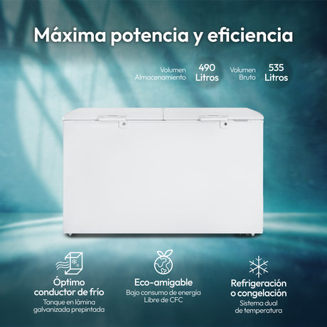 Congelador Challenger Blanco 156x89.5cm de 490 Litros Frost con Un Compartimiento - CONGELADORES | Bylmo