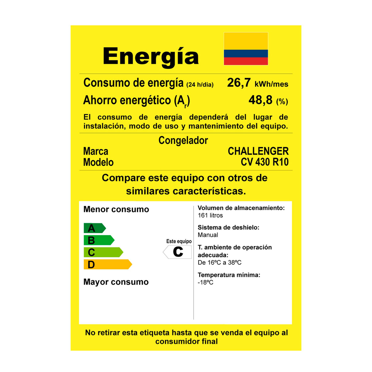 Congelador Challenger Gris 54.9x144cm de 161 Litros Frost con Seis Compartimientos - CONGELADORES | Bylmo