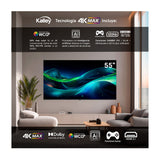 Televisor Kalley Google TV Negro 122.6x77.6cm de 55" Pulgadas Smart LED 4K 2160P con Wifi y Bluetooth Integrado - TELEVISORES | Bylmo