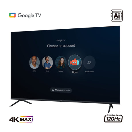 Televisor Kalley Google TV Negro 111.1x71.07cm de 50" Pulgadas Smart LED 4K 2160P con Wifi y Bluetooth Integrado - TELEVISORES | Bylmo
