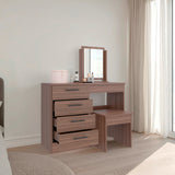 Tocador Kaia Avellana y Wengue 100x126.7cm con Cuatro Cajones y con Espejo - TOCADORES | Bylmo