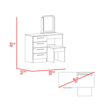 Tocador Kaia Avellana y Wengue 100x126.7cm con Cuatro Cajones y con Espejo - TOCADORES | Bylmo