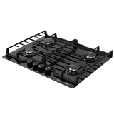 Estufa de Empotrar Challenger Cristal Squadra Negro 65x52cm para Gas Natural con Cuatro Quemadores - ESTUFAS DE EMPORTRAR Y CUBIERTAS | Bylmo