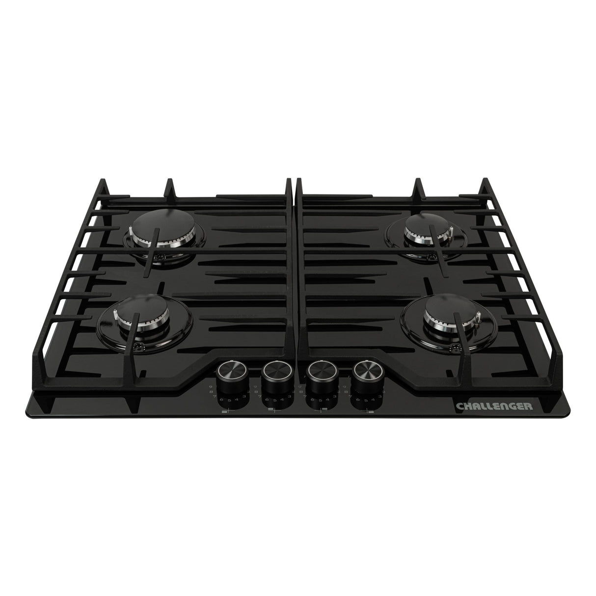 Estufa de Empotrar Challenger Cristal Squadra Negro 65x52cm para Gas Natural con Cuatro Quemadores - ESTUFAS DE EMPORTRAR Y CUBIERTAS | Bylmo