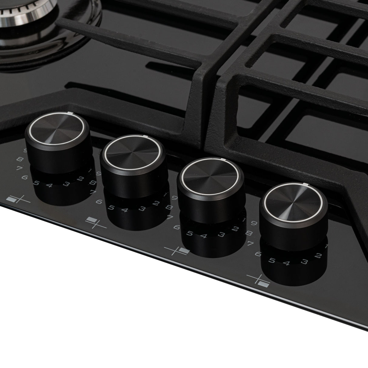 Estufa de Empotrar Challenger Cristal Squadra Negro 65x52cm para Gas Natural con Cuatro Quemadores - ESTUFAS DE EMPORTRAR Y CUBIERTAS | Bylmo