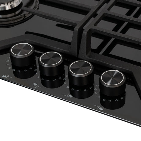 Estufa de Empotrar Challenger Cristal Squadra Negro 65x52cm para Gas Natural con Cuatro Quemadores - ESTUFAS DE EMPORTRAR Y CUBIERTAS | Bylmo