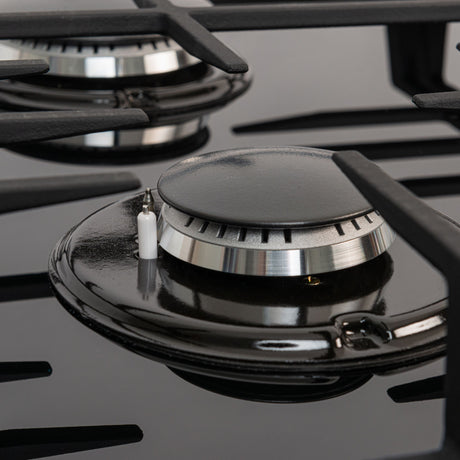 Estufa de Empotrar Challenger Cristal Squadra Negro 65x52cm para Gas Natural con Cuatro Quemadores - ESTUFAS DE EMPORTRAR Y CUBIERTAS | Bylmo