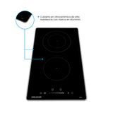 Estufa de Empotrar Challenger Vitrocerámica Negro 30x50cm 220 Voltios con Dos Quemadores y con Pantalla Digital - ESTUFAS DE EMPORTRAR Y CUBIERTAS | Bylmo