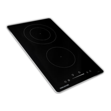 Estufa de Empotrar Challenger Vitrocerámica Negro 30x50cm 220 Voltios con Dos Quemadores y con Pantalla Digital - ESTUFAS DE EMPORTRAR Y CUBIERTAS | Bylmo