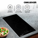 Estufa de Empotrar Challenger Vitrocerámica Negro 30x50cm 220 Voltios con Dos Quemadores y con Pantalla Digital - ESTUFAS DE EMPORTRAR Y CUBIERTAS | Bylmo