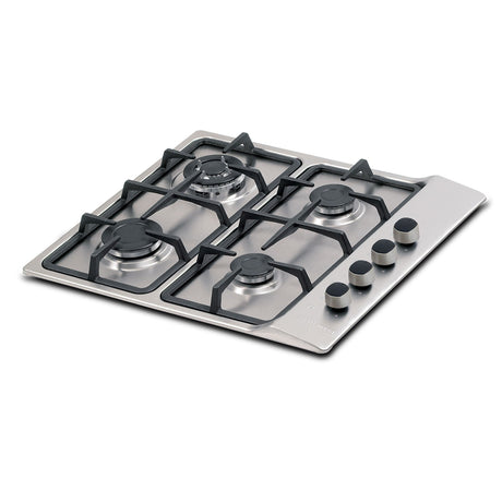 Estufa de Empotrar Challenger Gamma Plateado y Gris 58.5x51cm para Gas Natural con Tres Quemadores y Un Quemador Triple Corona - ESTUFAS DE EMPORTRAR Y CUBIERTAS | Bylmo