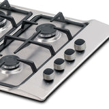 Estufa de Empotrar Challenger Gamma Plateado y Gris 58.5x51cm para Gas Natural con Tres Quemadores y Un Quemador Triple Corona - ESTUFAS DE EMPORTRAR Y CUBIERTAS | Bylmo