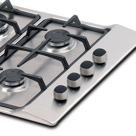 Estufa de Empotrar Challenger Gamma Plateado y Gris 58.5x51cm para Gas Natural con Tres Quemadores y Un Quemador Triple Corona - ESTUFAS DE EMPORTRAR Y CUBIERTAS | Bylmo