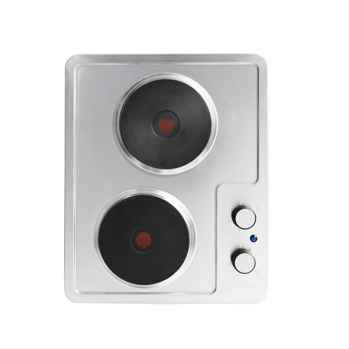 Estufa de Empotrar Challenger Precisa Plateado y Negro 43.5x39.5cm 220 Voltios Eléctrico con Dos Quemadores - ESTUFAS DE EMPORTRAR Y CUBIERTAS | Bylmo