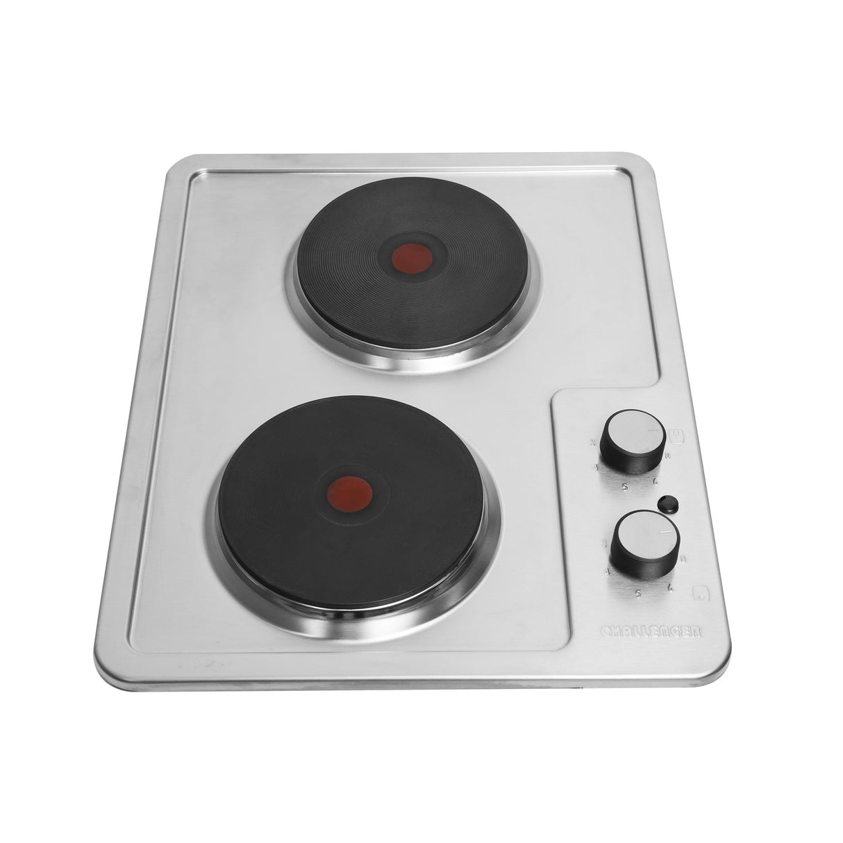 Estufa de Empotrar Challenger Precisa Plateado y Negro 43.5x39.5cm 220 Voltios Eléctrico con Dos Quemadores - ESTUFAS DE EMPORTRAR Y CUBIERTAS | Bylmo