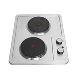 Estufa de Empotrar Challenger Precisa Plateado y Negro 43.5x39.5cm 220 Voltios Eléctrico con Dos Quemadores - ESTUFAS DE EMPORTRAR Y CUBIERTAS | Bylmo
