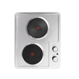 Estufa de Empotrar Challenger Precisa Plateado y Negro 43.5x39.5cm 110 Voltios Eléctrico con Dos Quemadores - ESTUFAS DE EMPORTRAR Y CUBIERTAS | Bylmo
