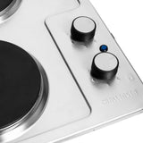 Estufa de Empotrar Challenger Precisa Plateado y Negro 43.5x39.5cm 110 Voltios Eléctrico con Dos Quemadores - ESTUFAS DE EMPORTRAR Y CUBIERTAS | Bylmo