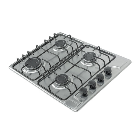 Estufa de Empotrar Challenger Precisa Plateado y Gris 58.5x43.5cm para Gas Natural con Cuatro Quemadores - ESTUFAS DE EMPORTRAR Y CUBIERTAS | Bylmo
