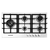 Estufa de Empotrar Challenger Verona Plateado y Negro 86x51cm 110 Voltios para Gas Natural con Cinco Quemadores - ESTUFAS DE EMPORTRAR Y CUBIERTAS | Bylmo