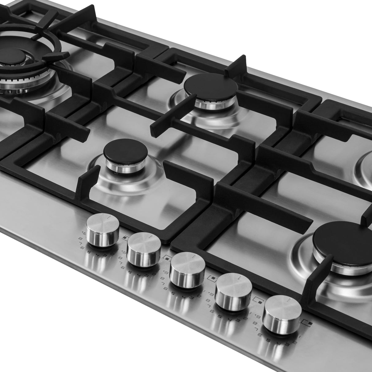 Estufa de Empotrar Challenger Verona Plateado y Negro 86x51cm 110 Voltios para Gas Natural con Cinco Quemadores - ESTUFAS DE EMPORTRAR Y CUBIERTAS | Bylmo