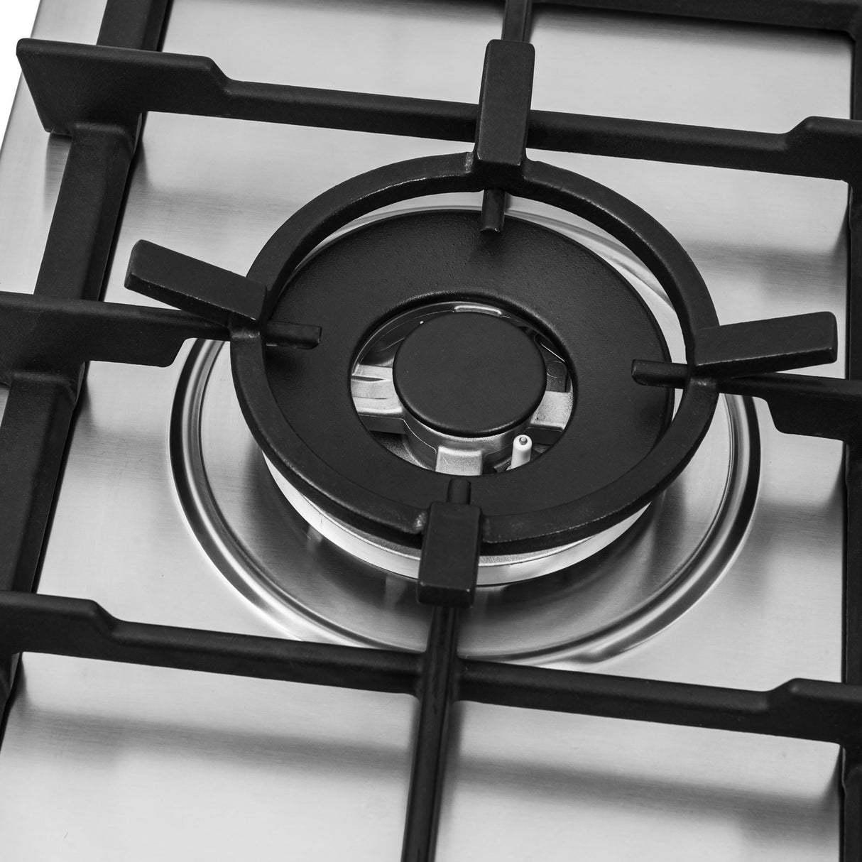 Estufa de Empotrar Challenger Verona Plateado y Negro 75x51cm 110 Voltios para Gas Natural con Cinco Quemadores - ESTUFAS DE EMPORTRAR Y CUBIERTAS | Bylmo