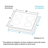 Estufa de Empotrar Challenger Vitrocerámica Negro 56x49cm 220 Voltios con Cuatro Quemadores y con Pantalla Digital - ESTUFAS DE EMPORTRAR Y CUBIERTAS | Bylmo