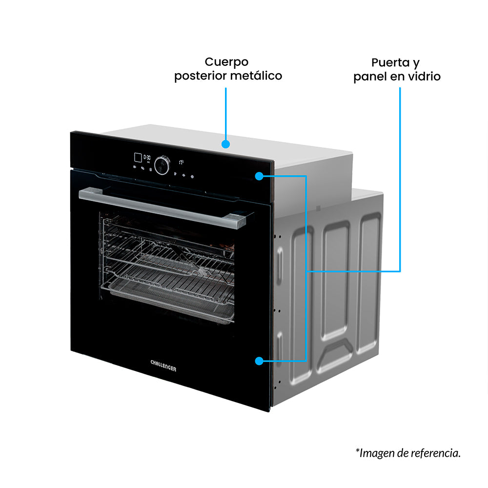 Horno de Empotrar Challenger Aura Negro 59.5x59.5cm Electrico 220 Voltios con Pantalla Digital - HORNOS DE EMPORTRAR | Bylmo