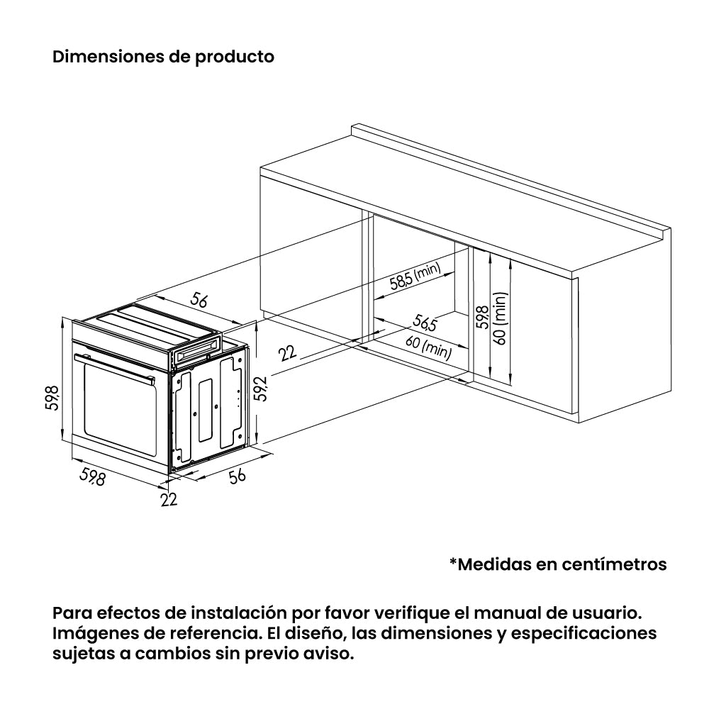 Horno de Empotrar Challenger Aura Negro 59.8x59.8cm Electrico 220 Voltios con Pantalla Digital - HORNOS DE EMPORTRAR | Bylmo