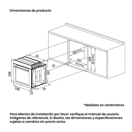 Horno de Empotrar Challenger Aura Negro 59.8x59.8cm Electrico 220 Voltios con Pantalla Digital - HORNOS DE EMPORTRAR | Bylmo