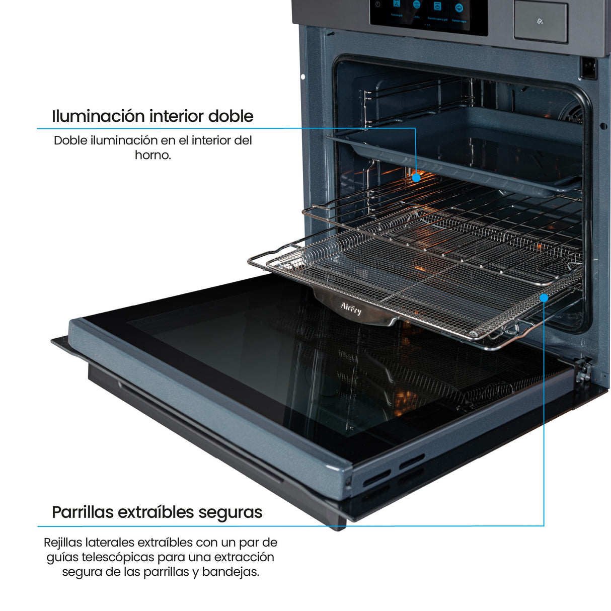 Horno de Empotrar Challenger Isola Gris Mate 59.4x59.5cm Electrico 220 Voltios con Pantalla Digital - HORNOS DE EMPORTRAR | Bylmo