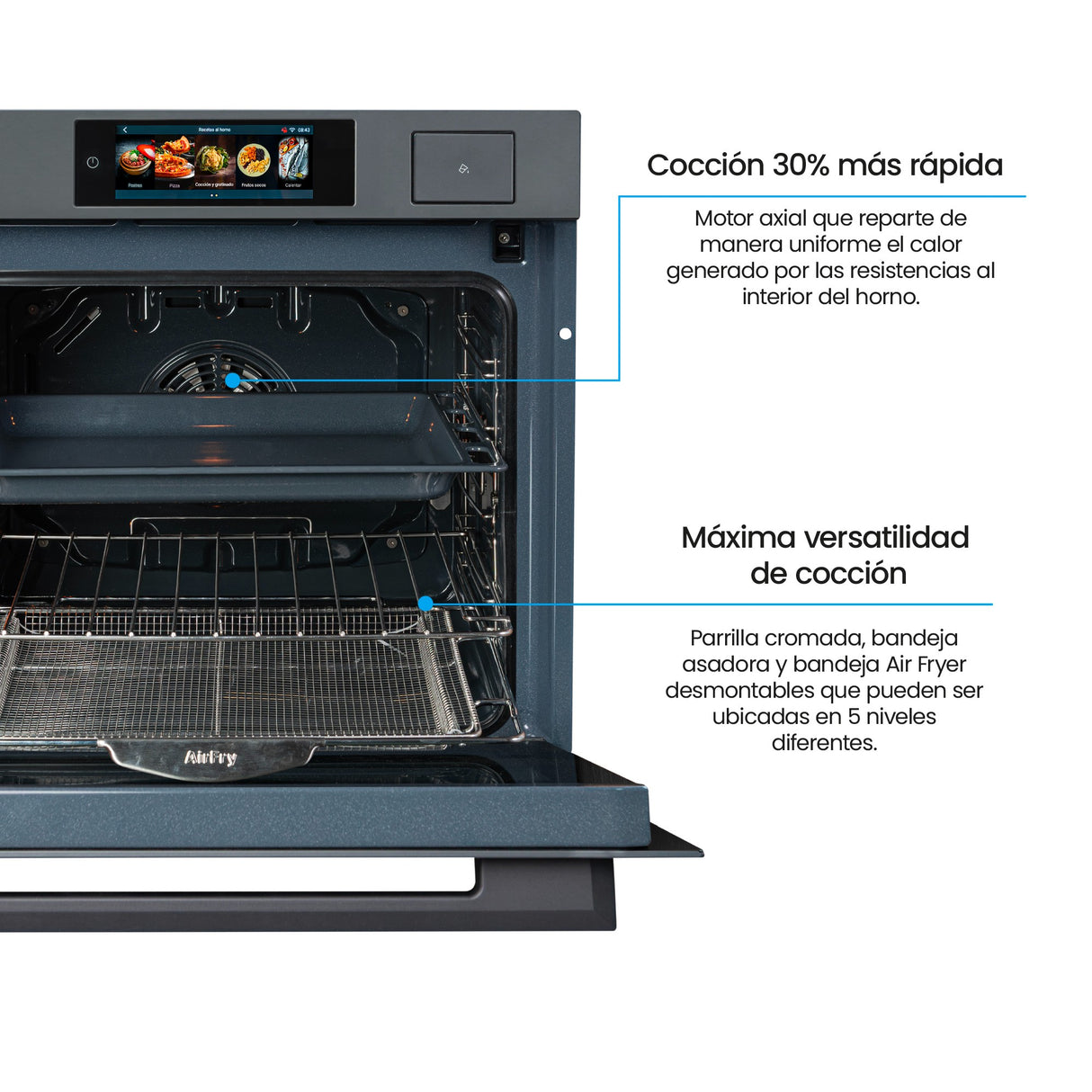 Horno de Empotrar Challenger Isola Gris Mate 59.4x59.5cm Electrico 220 Voltios con Pantalla Digital - HORNOS DE EMPORTRAR | Bylmo
