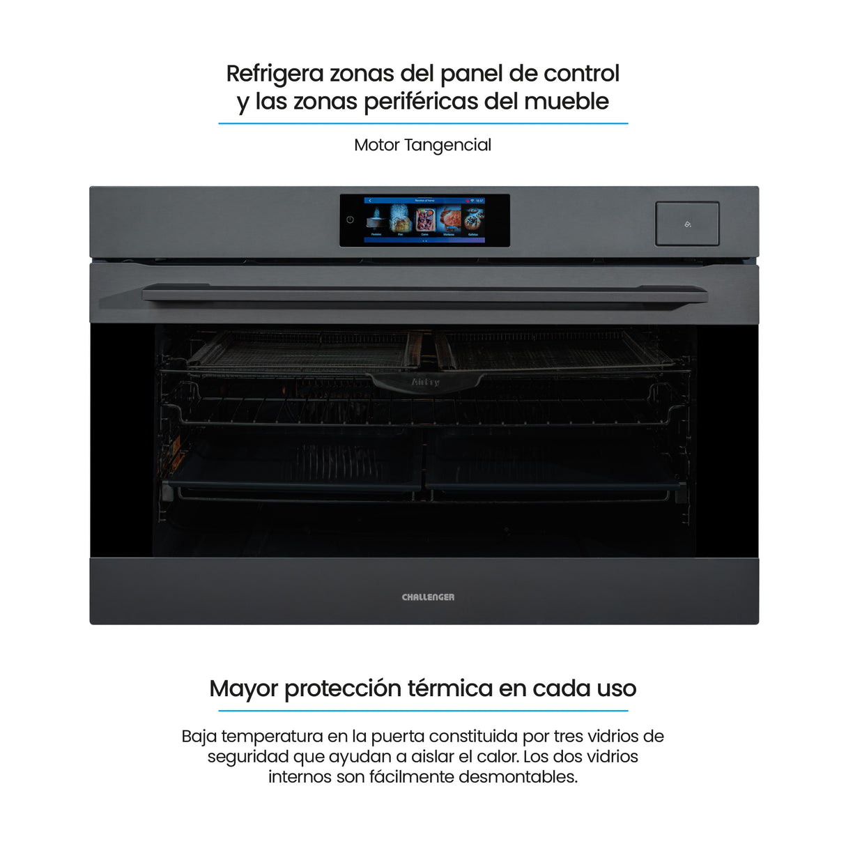 Horno de Empotrar Challenger Isola Gris Mate 89.4x59.5cm Electrico 220 Voltios con Pantalla Digital - HORNOS DE EMPORTRAR | Bylmo