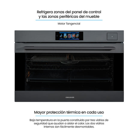 Horno de Empotrar Challenger Isola Gris Mate 89.4x59.5cm Electrico 220 Voltios con Pantalla Digital - HORNOS DE EMPORTRAR | Bylmo