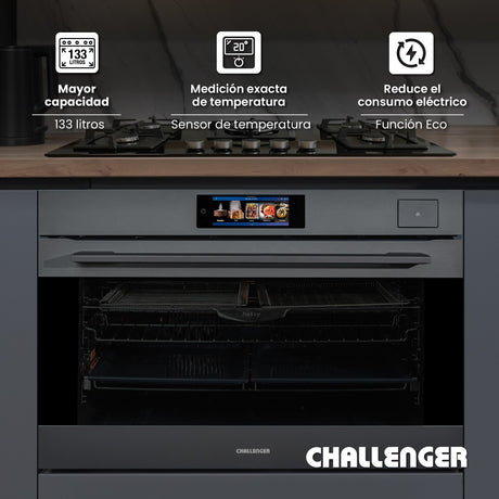 Horno de Empotrar Challenger Isola Gris Mate 89.4x59.5cm Electrico 220 Voltios con Pantalla Digital - HORNOS DE EMPORTRAR | Bylmo