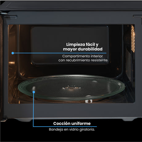 Horno Microondas Challenger Negro 44x29.5cm de 20 Litros con Seis Funciones Preconfiguradas - HORNOS MICROONDAS | Bylmo