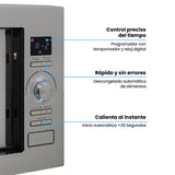 Horno Microondas de Empotrar Challenger Gris y Negro 59.5x38.8cm de 25 Litros con Ocho Funciones Preconfiguradas - HORNOS MICROONDAS | Bylmo