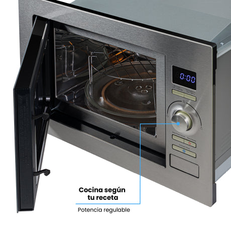 Horno Microondas de Empotrar Challenger Gris y Negro 59.5x38.8cm de 25 Litros con Ocho Funciones Preconfiguradas - HORNOS MICROONDAS | Bylmo