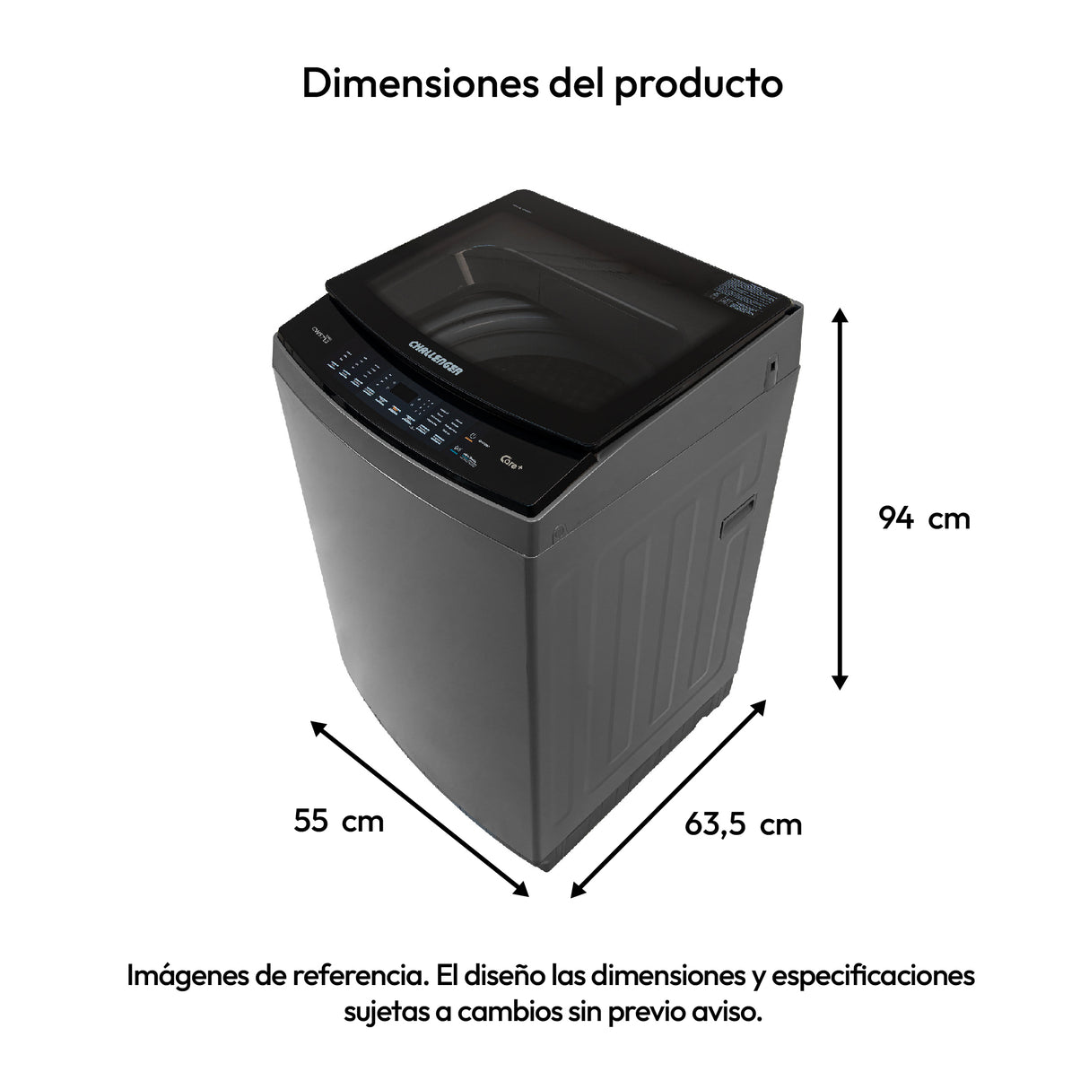Lavadora Challenger Gris 55x94cm 13 Kilogramos - LAVADORAS Y SECADORAS | Bylmo
